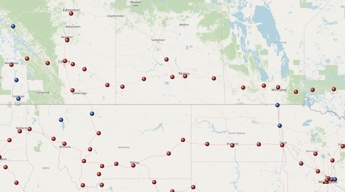 deepany's tweet photo. Between #Calgary and #Winnipeg was a Supercharging desert for #Tesla #ElectricVehicles on our #roadtrip last year, but not anymore. First pic from 2019, 2nd pic as of 8.2.20 courtesy of https://t.co/45cwQx5LW1. #driveelectric #zeroemissions #pathbalance #Canada π¨π¦β‘οΈπ https://t.co/p04APyOi6h
