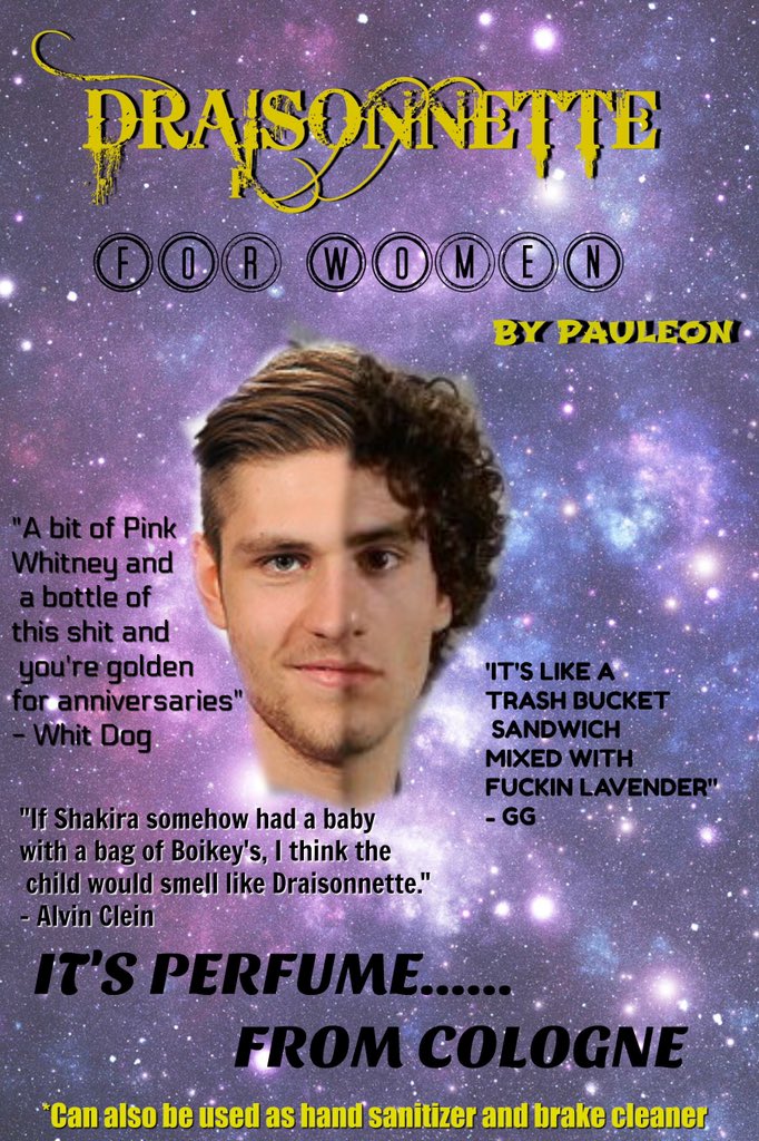 BitchPigeons's tweet photo. Don’t worry ladies, Pauleon has you covered too- introducing DRAISONNETTE:
A Perfume from Cologne
@BizNasty2point0 @ryanwhitney6 @RearAdBsBlog @MikeGrinnell_ @spittinchiclets @chicletsclips https://t.co/4eUZgx2fbe