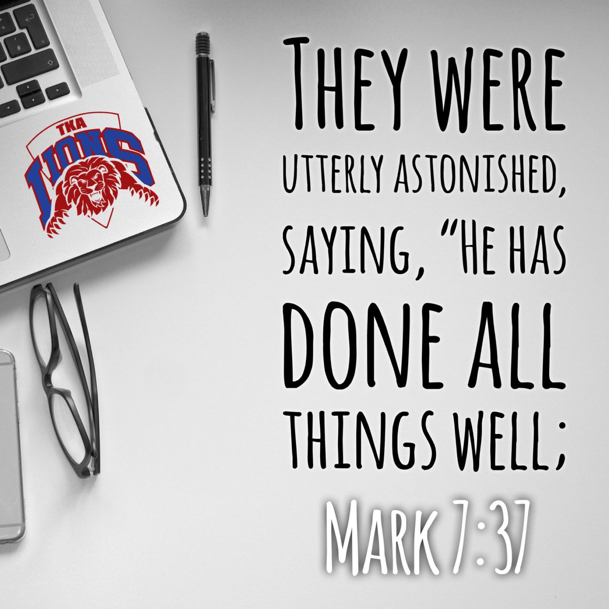 TKALions's tweet photo. Part of trying to follow Christ well is doing whatever we do well. All in or not in! #theLionLife🔵🔴🦁 #ScripturalSundays #TKAathletics #excellence https://t.co/xkzxokpJsa