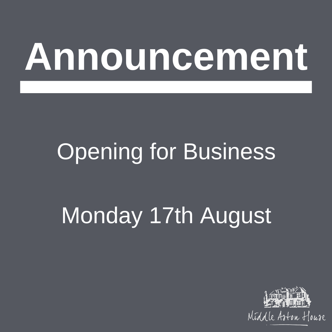 We've missed you all so much that we'll be throwing open our doors on Monday 17th August and we're excited to catch up with all of our old friends and make some new ones!

If you have any queries, please don't hesitate to drop us a line on enquiries@middleastonhouse.com