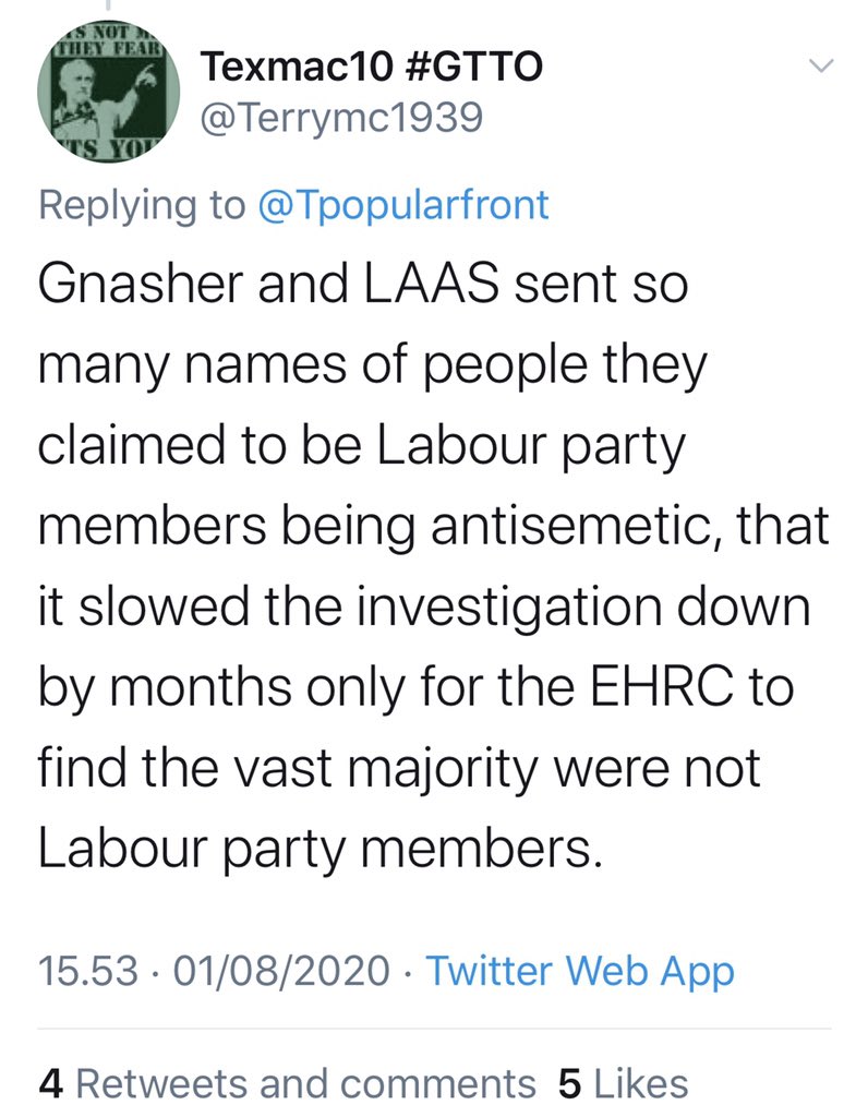 We aren’t leaving because we’ve been detrimentally mentioned in  @EHRC report, we called them to check as a journalist has reported this. They HAVE used our evidence but we’re NOT mentioned. (PS 400 people haven’t been contacted it’s hype!) /2