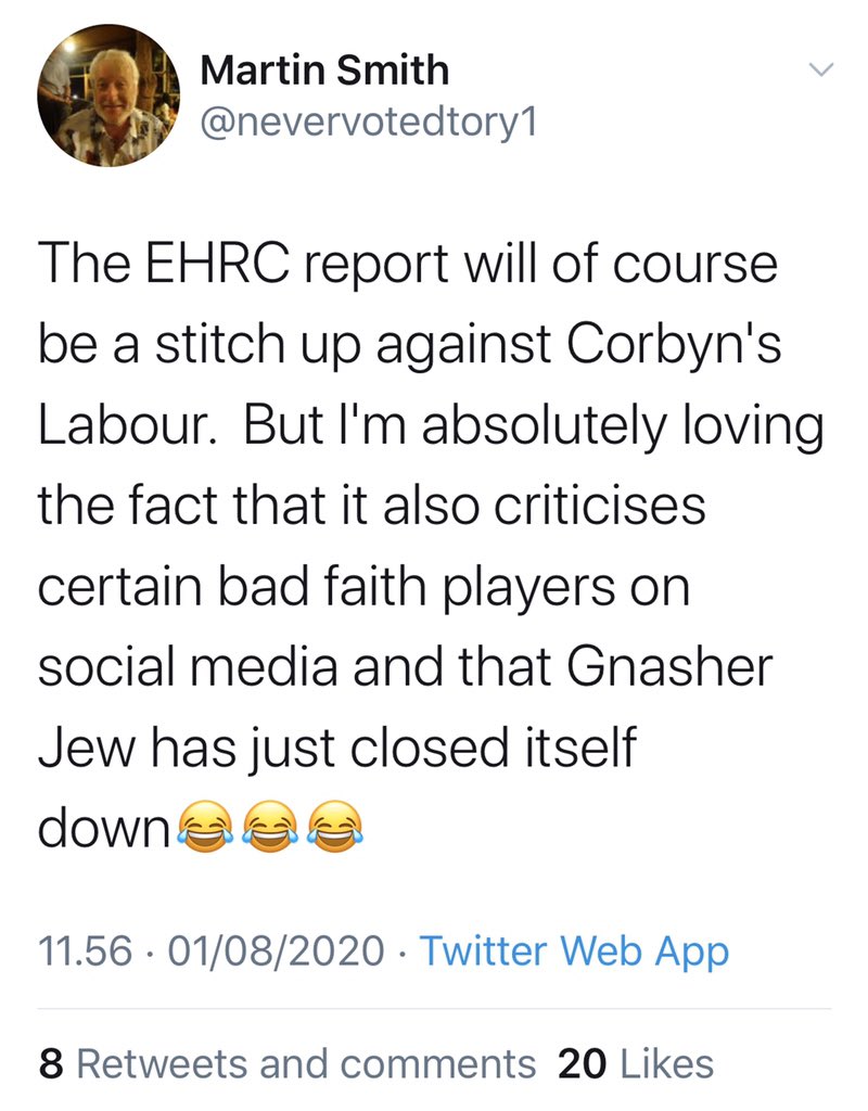 We aren’t leaving because we’ve been detrimentally mentioned in  @EHRC report, we called them to check as a journalist has reported this. They HAVE used our evidence but we’re NOT mentioned. (PS 400 people haven’t been contacted it’s hype!) /2