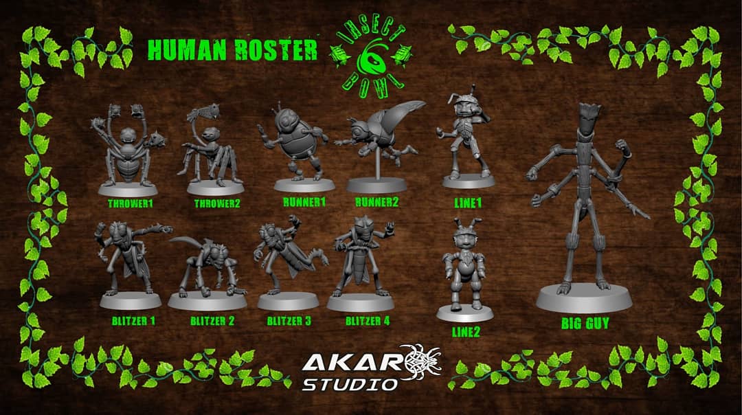 AkaroDice's tweet photo. We have designed Insect Bowl so that you can play any roster with it.

Here we bring you several examples of rosters created with the basic team miniatures.
https://t.co/yUFsGs8C2D
#insectBowl #BloodBowl #Miniatures #humans #norse #khemri #akarodice #AkaroStudio https://t.co/T3sOQf3xzi