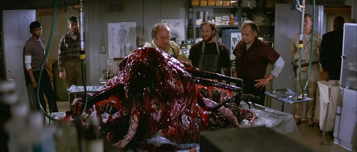 HorrorCarnival's tweet photo. In the DVD commentary of the 1982 film, The Thing, John Carpenter said Wilford Brimley was the only cast member not made squeamish by the autopsy scene where real animal organs were used.

RIP Wilford Brimley https://t.co/AMhFnIaLqw