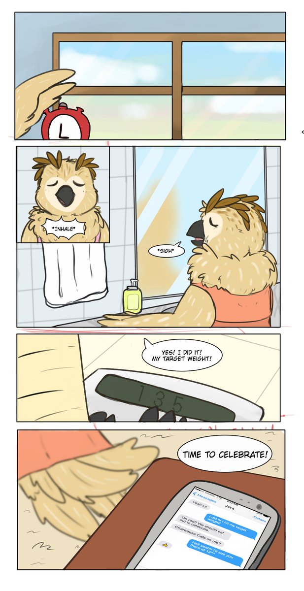 portlypigeon's tweet image. Fullbody and Comic Commission for @MelBoneZone!
Dawn finally got all the weight off, but Java has other plans for her...