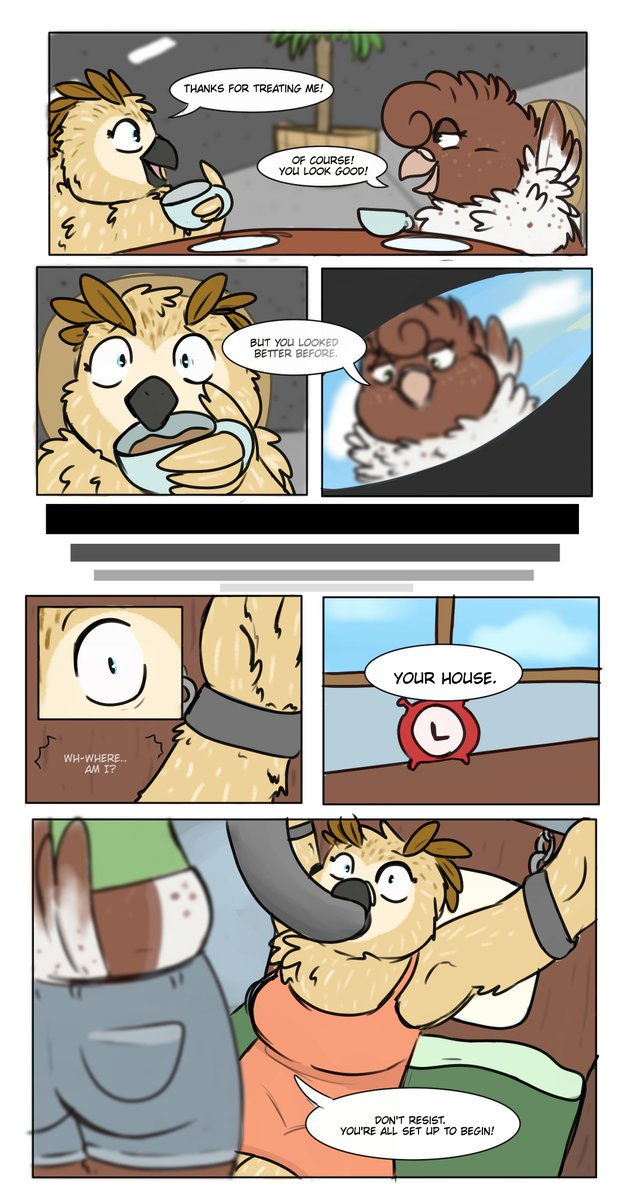 portlypigeon's tweet image. Fullbody and Comic Commission for @MelBoneZone!
Dawn finally got all the weight off, but Java has other plans for her...