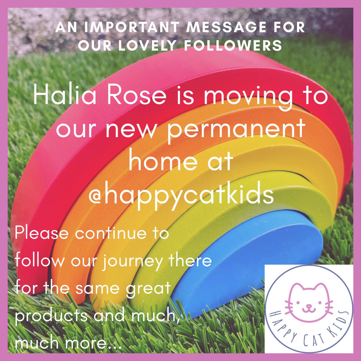 An important announcement for our lovely supporters - Halia Rose is moving to its permanent home @happycatkids I hope you will continue to follow my journey over there as I will no longer be posting on this account. Thanks for your support. Rachel x