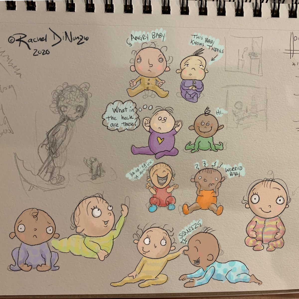 Rachel_DiNunzio's tweet photo. A few more watercolor doodles while listening to @SCBWI #scbwisummerspec 😍 listening to @LevineQuerido and Phillip Pullman! Can’t wait to hear Judy Blume in a bit! 

#Kidlitart #Kidlitarts #kidlitartist #illustration #watercolor #wherewomencreate #picturebookillustration https://t.co/Tp5a5qzcYA