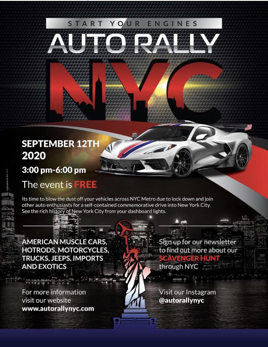 Join us in the 9/11 commemorative upcoming NYC Auto Rally on Saturday, September 12th.  The event is FREE and Furry  Friends are welcome 😍 Take a photo of your Pet in your car and tweet it it <a href="/criticalamerica/">Critical Infrastructure Association of America</a> #AUTORALLYNYC2020 
autorallynyc.com