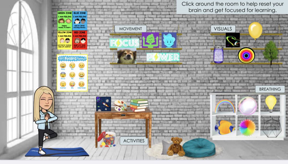 Especially this year, students will need time to reset and regulate. I created a virtual calming space that students could use anywhere! Please reach out if you would like a copy! ☺️ #neuroscienceisfun