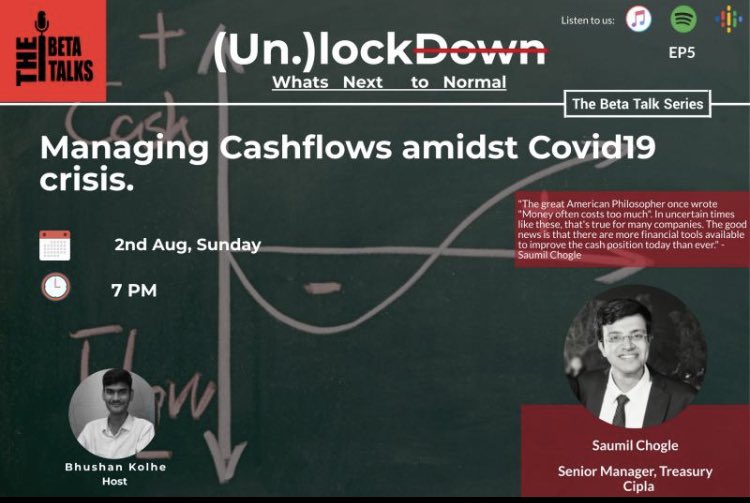 100__miles's tweet photo. Glad to be invited by the The Beta Talks (organised by SIBM, Nagpur) in their (UN.) lockDown Podcast to share my perspectives on managing cashflows during the on-going crisis.

Spotify: https://t.co/vZ69kwvDos
Google: https://t.co/u4Bq8h0bzt
iTunes: https://t.co/VasPcXCiDm https://t.co/cpAyo4HMZ3