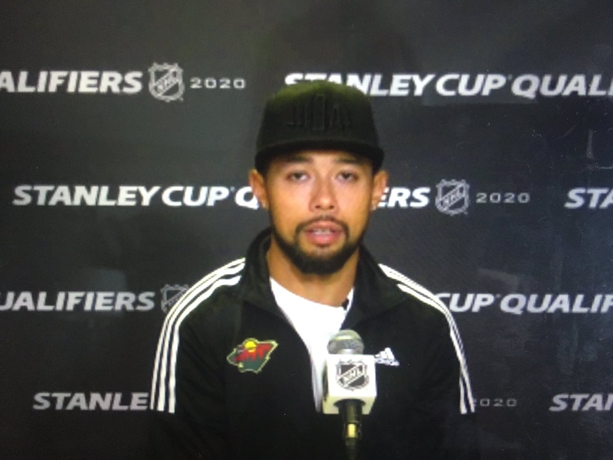  #mnwild   Matt Dumba discussing yesterday’s speech about racial injustice ahead of the NHL’s return in Edmonton. He said he was pretty nervous and had teammates Jonas Brodin and Alex Galchenyuk with him.
