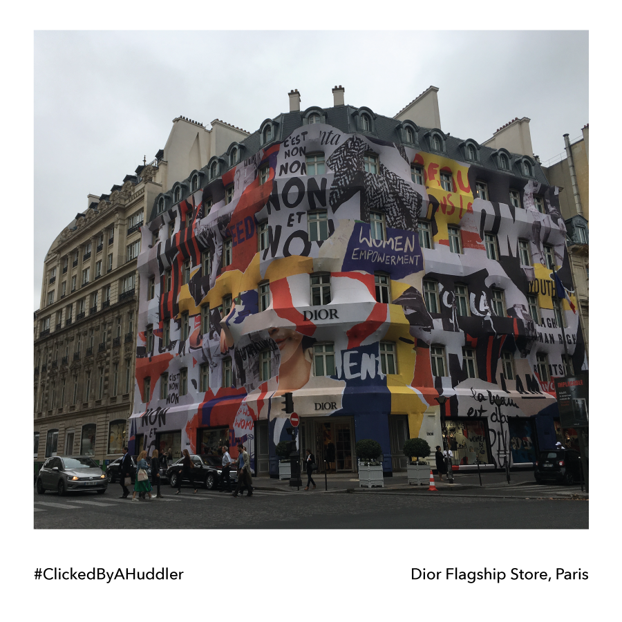 Rarely do we get to witness a global movement, depicted in such an artsy way. In 2018, the #Dior store at #Paris had morphed itself into supporting #WomenEmpowerment using the words 'C'est non non non et non' (It's a no, no, no and no'). #ClickedByAHuddler #LifeBeyondWork  #TB