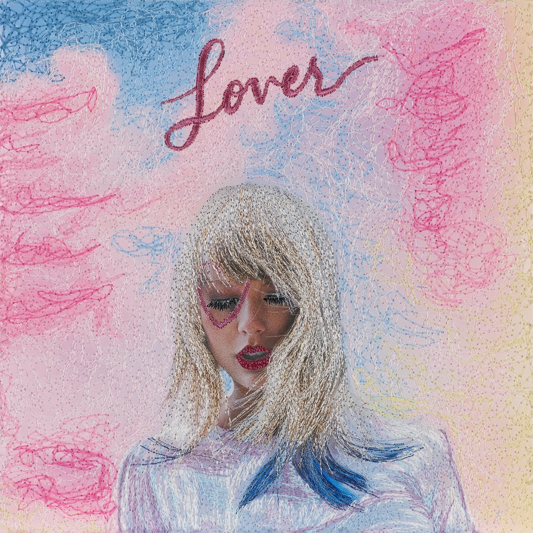 Lover or Folklore, which do you like more? 

Lover by <a href="/TaylorSwift/">TaylorSwift</a> was released last year. Stitches are done directly through the album cover of this 12x12” piece. 
Available: bit.ly/stephenwilsonl…
