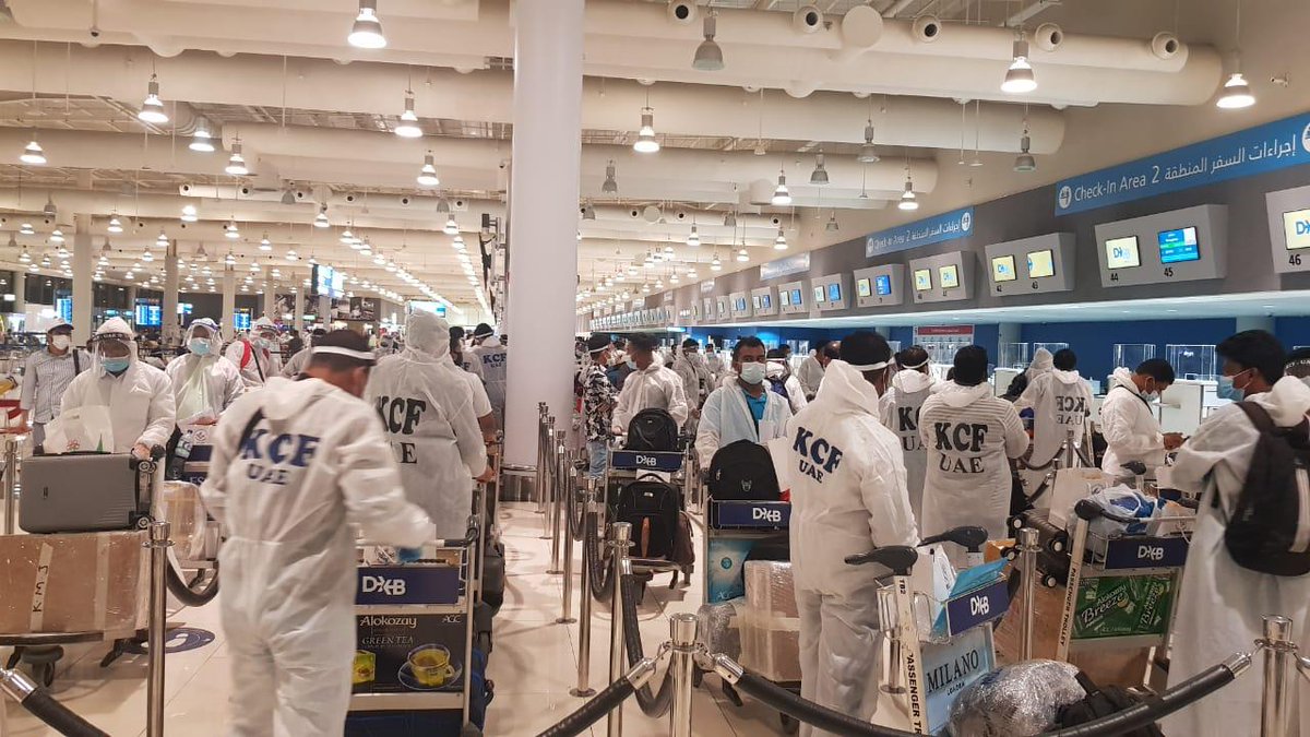 DrArathiKrishna's tweet photo. Chartered flights hav been a breather to kannadigas in gulf, with very less Vande Bharat Flights,Many organisations opting for chartered flights to fly back the needy &amp; one such instances, 2 flights operated frm Dubai-Mangalore by KCF,UAE. Happy 4 assisting the mission #Indian https://t.co/3aqrcNn3zR