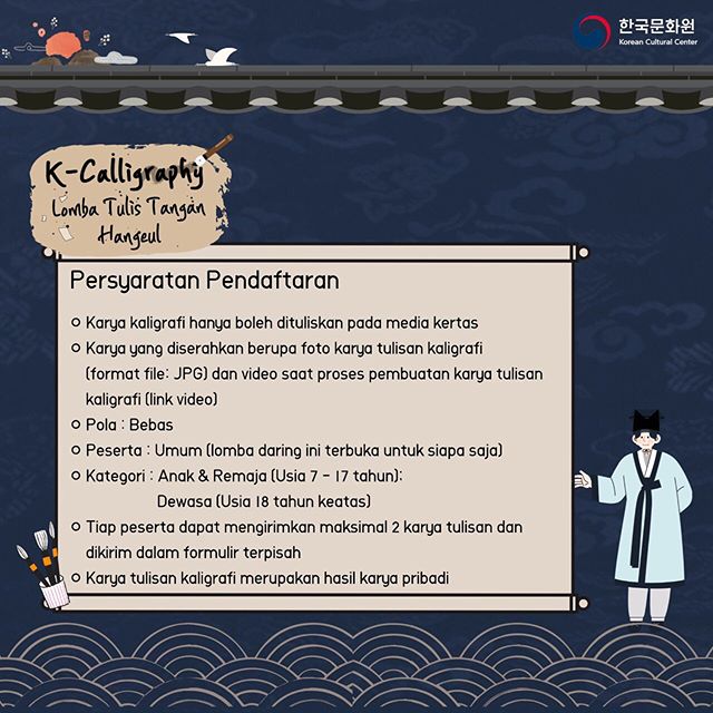 KCC_Indonesia's tweet photo. Kami tunggu partisipasi kamu! Jangan lupa untuk ajak teman-teman dan keluarga kamu ya! Terima kasih.
#KCCIndonesia #KCalligraphy #KCalligraphyKCCI #Korea https://t.co/KeNUFLmWuN