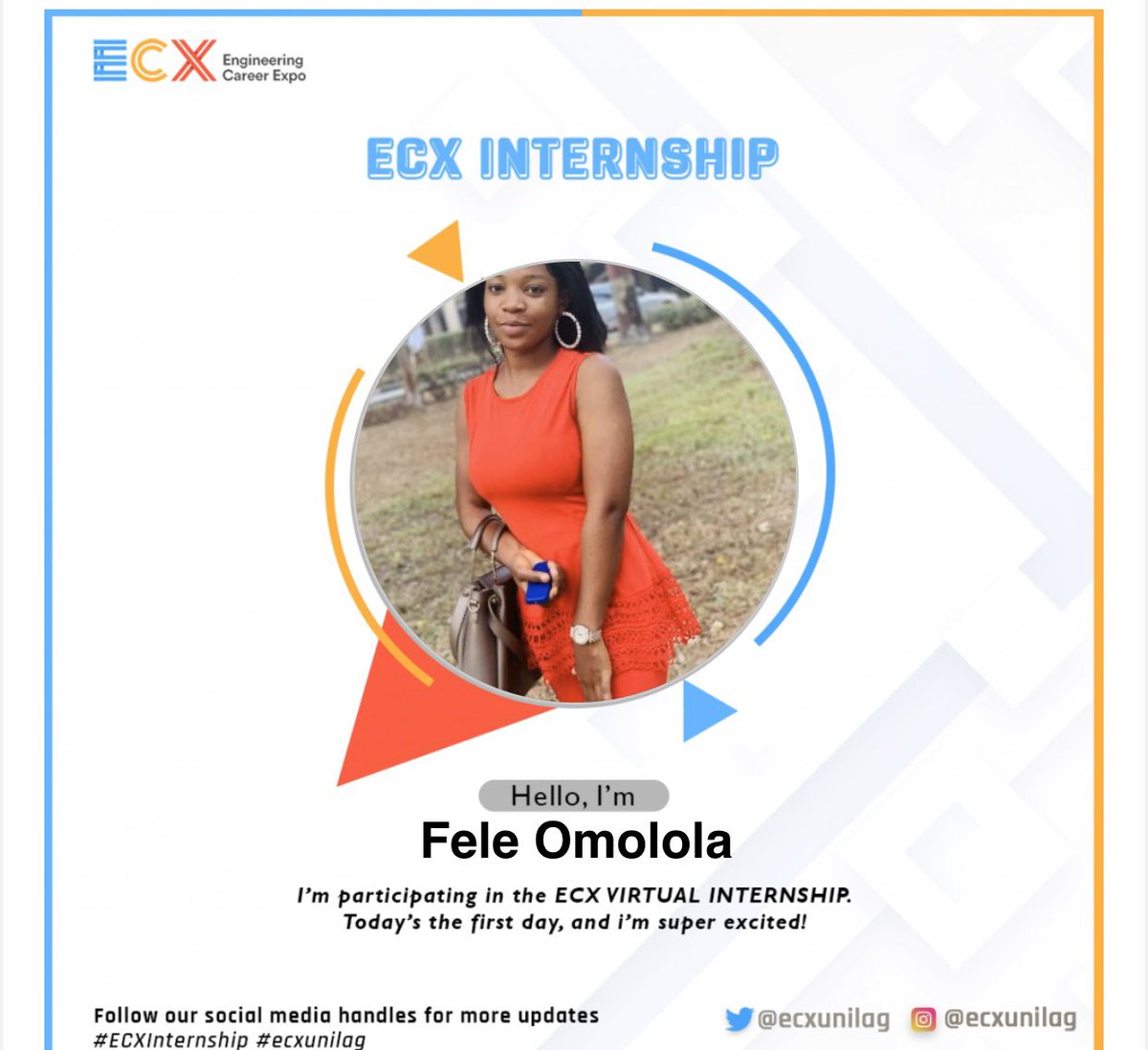 fele_omolola's tweet photo. Hello Everyone! It's my first week at the ECX VIRTUAL INTERNSHIP ๐
Working on my first individual task already.
Thanks to @ecxunilag for this amazing opportunity. A good way to start the month. ๐๐
#ECXInternship #ecxunilag #virtualinternship https://t.co/YiLc0sAYIe