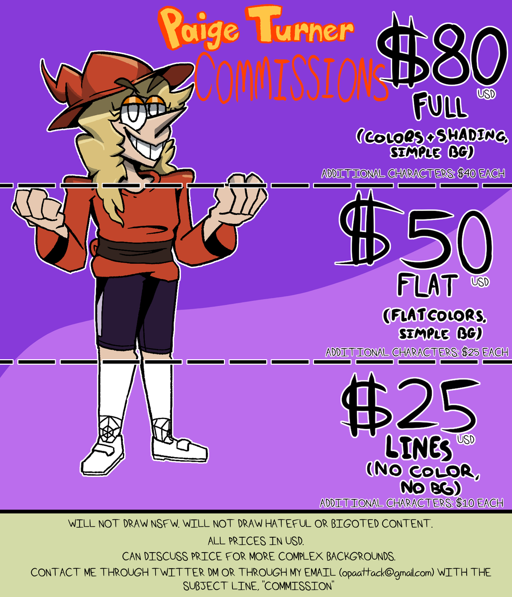opaattack's tweet image. Commissions are open! Payment will be through Paypal.