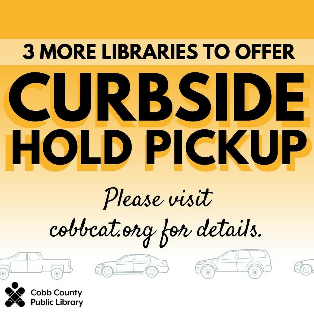 cobblibrary's tweet photo. We're excited to announce 3 more libraries will be offering curbside hold pickup! #PowderSpringsLibrary, #SibleyLibrary, and #StrattonLibrary will offer curbside hold pickup starting tomorrow, Monday, August 3. More information is available at cobbcat.or… https://t.co/rQmPBIuNxR https://t.co/ftU8U2E42O