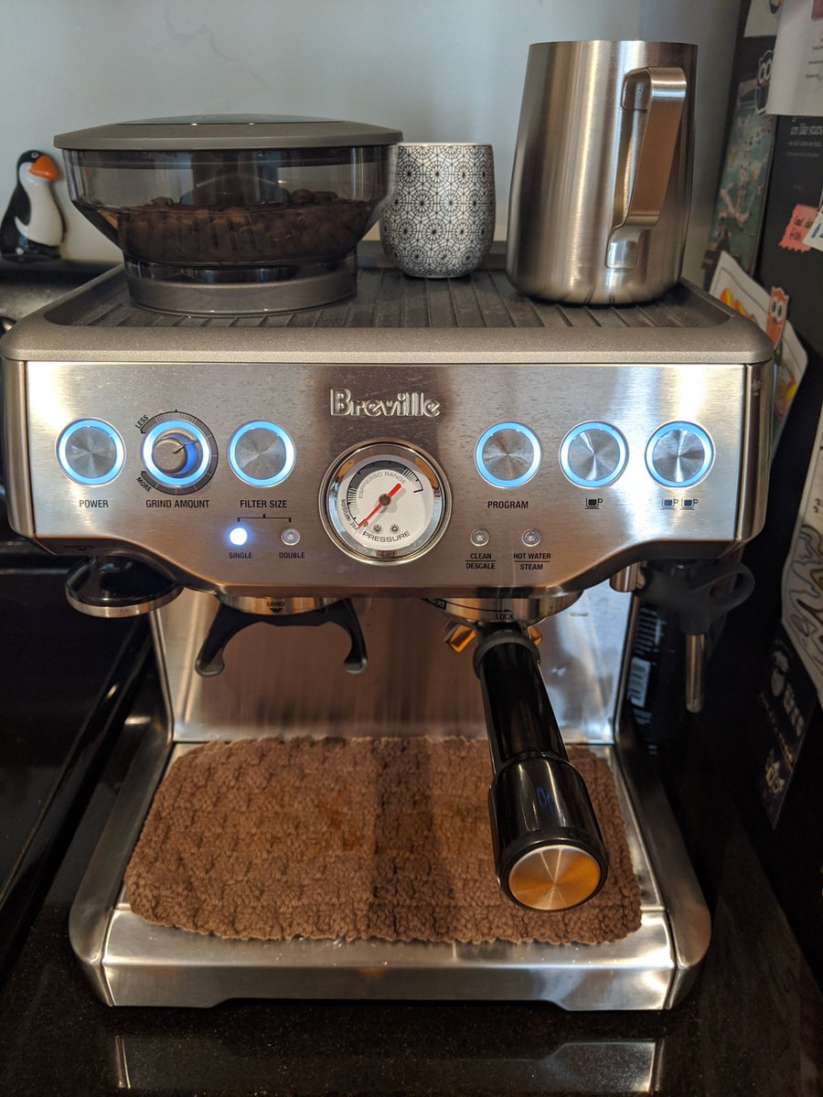 ImRobertJDuncan's tweet photo. After a few months of using the @BrevilleUSA espresso machine, its still a great purchase. ☕☕☕ https://t.co/VSJPCC1mJ7