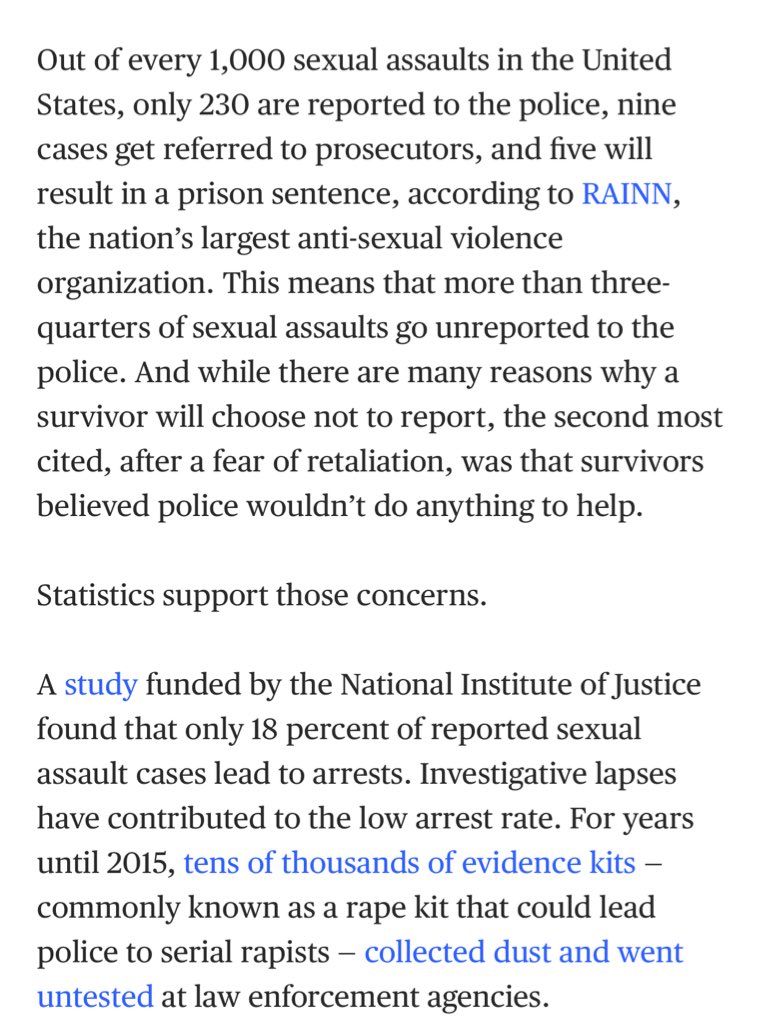 In the USA: more than three-quarters of sexual assaults go unreported to the police. The second most cited reason why a survivor chooses not to report, after a fear of retaliation, was that survivors believed police wouldn’t do anything to help.  #DefundThePolice