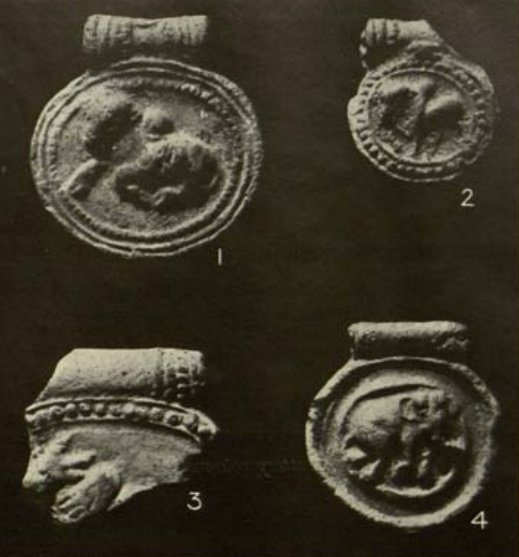 Pic 1: Clay bullae with animal figuresPic 2: Clay bullae with human facesPic 3: The great 16 pillars ** All the pictures were from the report of Mr. B.B.Lal which he submitted to ASI. The report is available online. Interested readers can download it.