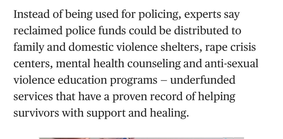 “Defunding &abolishing the police offers opportunity to rethink how we support sexual assault survivors w/outreplicating or exacerbating the damage from our existing system,” Ejeris Dixon, exec-director at Vision Change Win Consulting,a Black-led, queer & trans social justice org