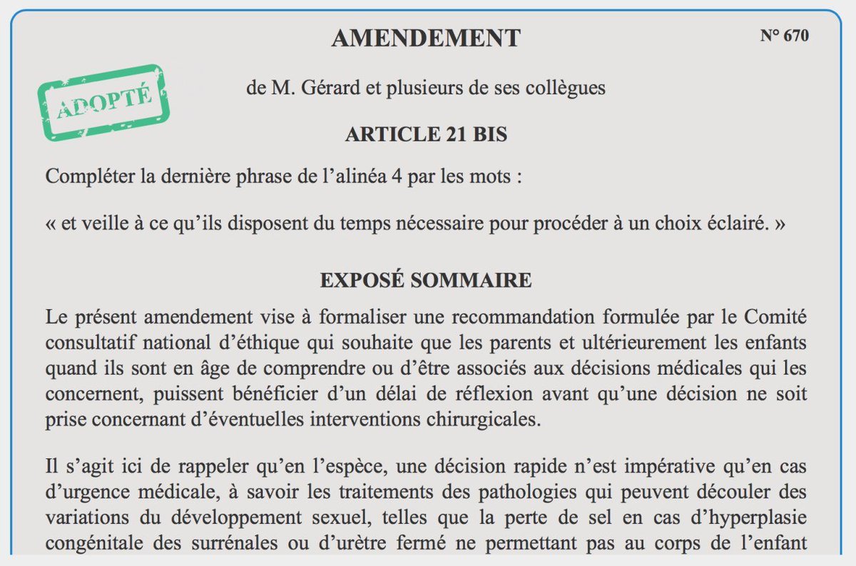 Mais conscients du poids de l'autorité du corps médical sur les décisions des parents, nous rappelons à deux reprises qu'il est urgent d'attendre : Un délai de réflexion  Rappel qu'il faut systématiquement prendre en compte l'avis du mineur quand c'est possible.