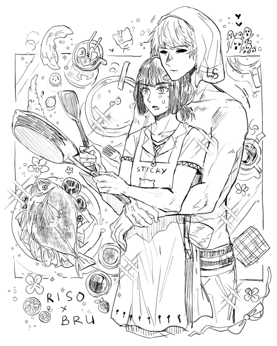 Day 1: cooking (リゾブ / リゾブチャ)
Don't hug your lover when you are sleepy while they are cooking, dangerous stuff may happen.
#brurisoweek 