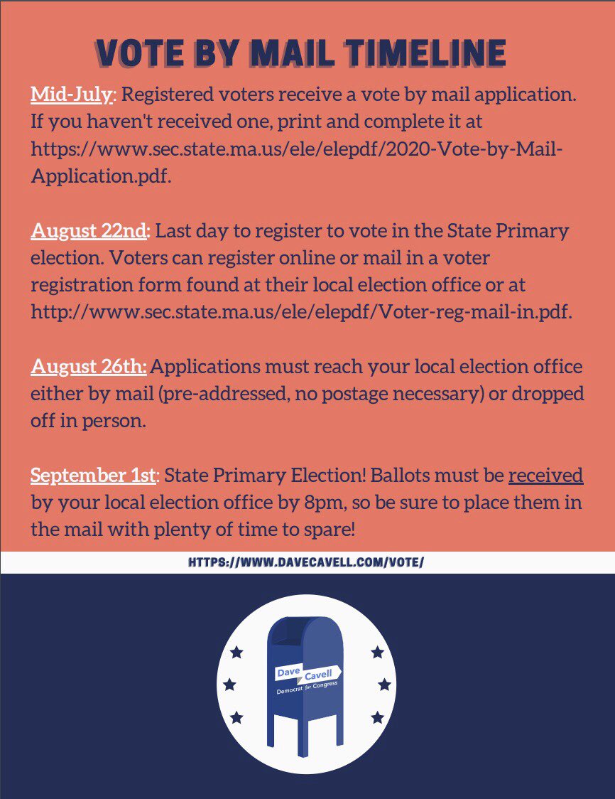 Students4Cavell's tweet photo. Interested in learning more about voting-by-mail? Join Team Dave TODAY at 2:00PM or 3:00PM for a Zoom Vote-By-Mail Training! 

HOPEDALE SESSION: 2PM, register online at https://t.co/MSzSDJK3vZ

SOUTH COAST SESSION: 3PM, Zoom ID 921 3607 7040

#mapoli #ma04 https://t.co/vkuqb2EFiM