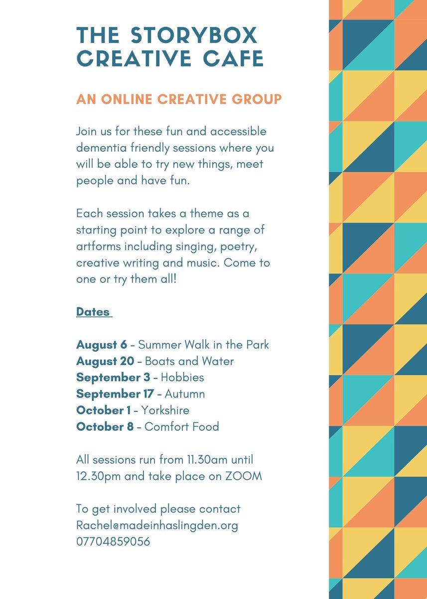 In partnership with @smallthingscp we are offering 3 creative telephone calls &amp; a themed fortnightly zoom group. A great way to feel connected, be creative, have fun &amp; increase wellbeing. We still have places available &amp; zoom support for anyone interested, care homes welcome.