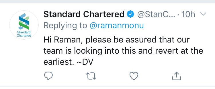 ramanmonu's tweet photo. @StanChart @StanChartHelpIN @StanChartIN it’s 20th day and no solution from Standard Chartered and you keep on saying same thing, see below: https://t.co/13gcDrmfJz