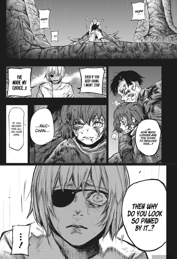 I still stand by my comment on the beginning of Re being kind of ass for dropping everything part 1 built on and not continuing from the cliff hanger and having characters missing for over 80+ chapters BUT I do appreciate it a bit more after this.