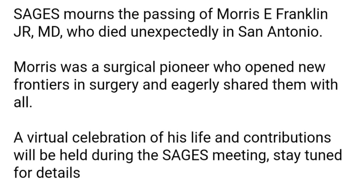 Some sad news this morning. We've lost a friend, colleague, and teacher: Morris Frankin, Jr., MD. Please read the full note below.