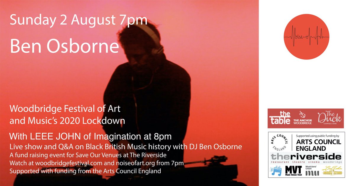 The event is being broadcast from 7pm, with Leee's live set starting at 8pm. The programme includes exclusive music from Red Snapper, J.S &amp; The Lockerbilles, Peter Hepworth, Pop Chorus at venues around Woodbridge and DJ Ben Osborne playing live at the Riverside.