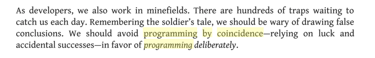 aukia's tweet image. Talked with my son today and he quotes The Pragmatic Programmer ”Programming by Coincidence” in the conversation. Way cool, as it was a seminal book for me. booksoncode.com/articles/pragm…