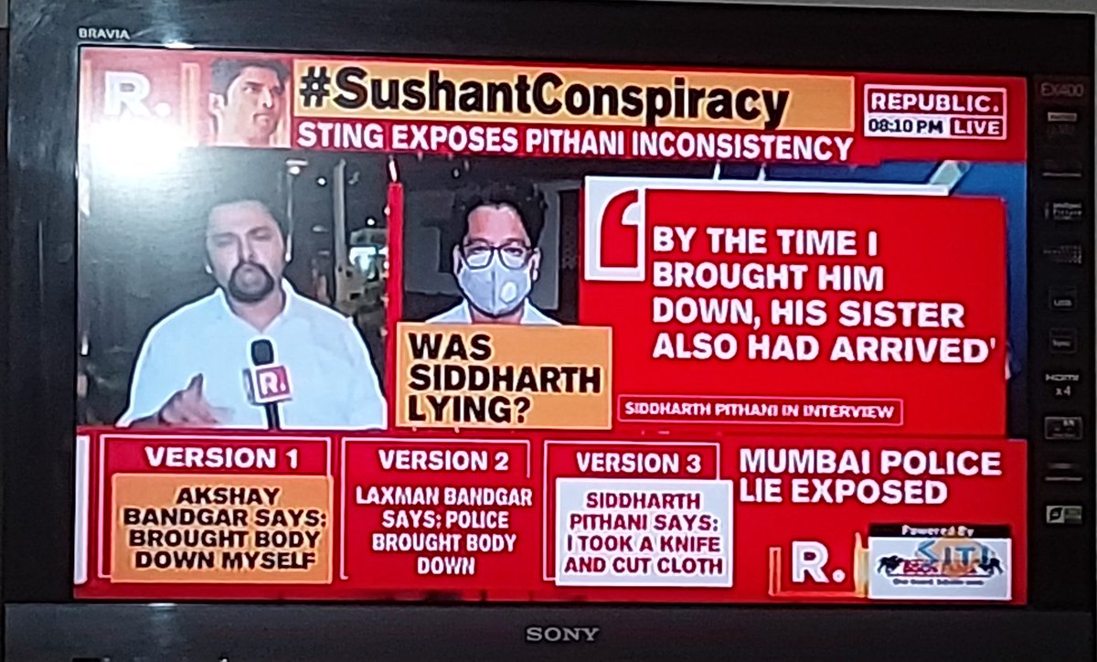 iRaviTiwari's tweet photo. * Driver Said he brought the body down
* Police says they brought down Body
* Siddharth Pithani said he took the knife, cut cloth &amp; brought down body- Who is he? Was he authorized? Any video recorded?

#IndiaScreamsCBI4SSR https://t.co/l7vnGsmtU3