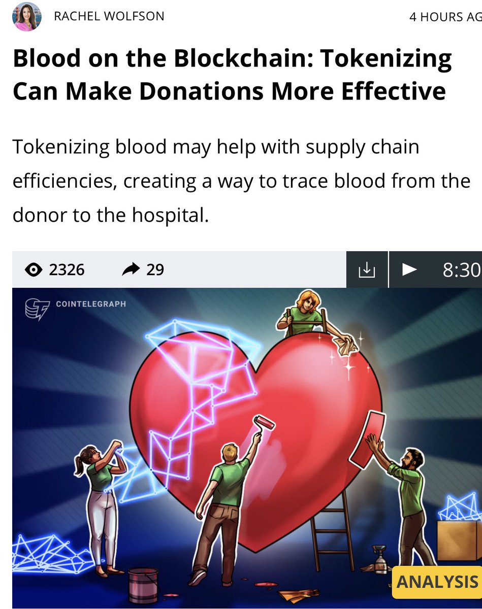 BlockchainGSU's tweet photo. Article of the Day‼️ “Blood on the Blockchain:Tokenizing Can Make Donations More Effective” This is a great example of how blockchain technology can be used across all industries. Click the link down below to read more about this⬇️

https://t.co/8IlmTQrwdV https://t.co/AYduPHf72m