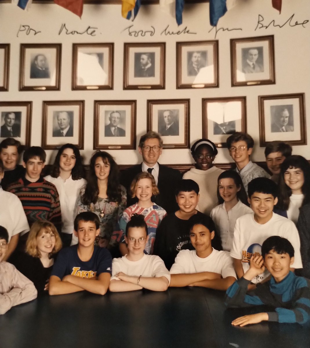 Happy birthday 🎂, <a href="/BobRae48/">Bob Rae</a>. 

Glad I held on to this photo (and your personal note) from 1991 while you met with our group of Legislative Pages.