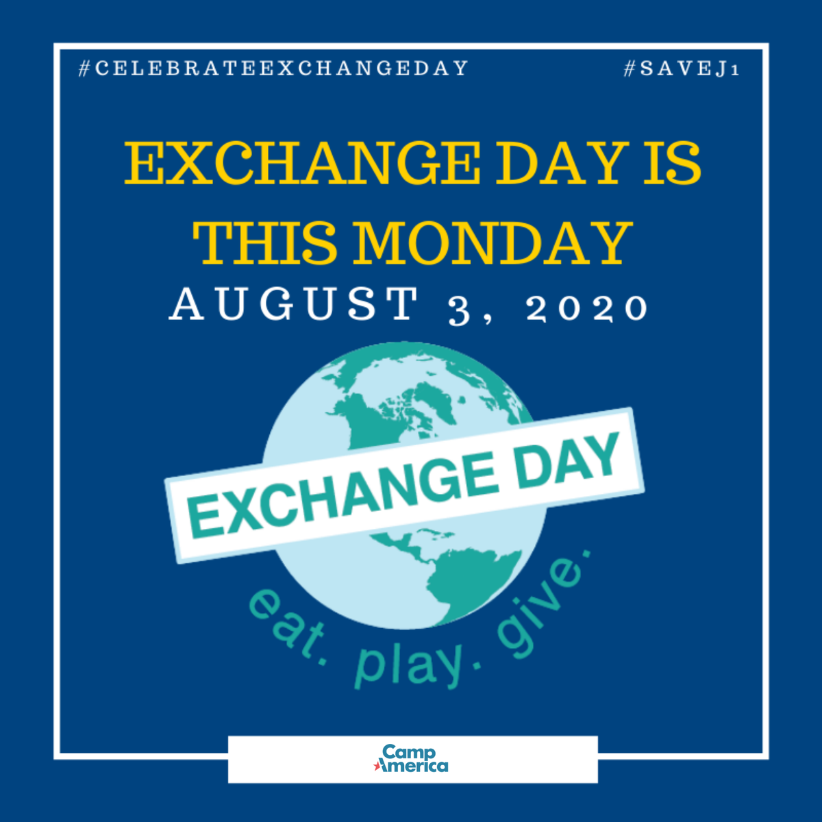 Communities will virtually #CelebrateExchangeDay to raise awareness of the power and breadth of international exchanges. Get in on the fun! 

Post to social media tomorrow &amp; share how cultural exchange opportunities have impacted you &amp; why they matter!

#SaveJ1 #ExchangesImpact