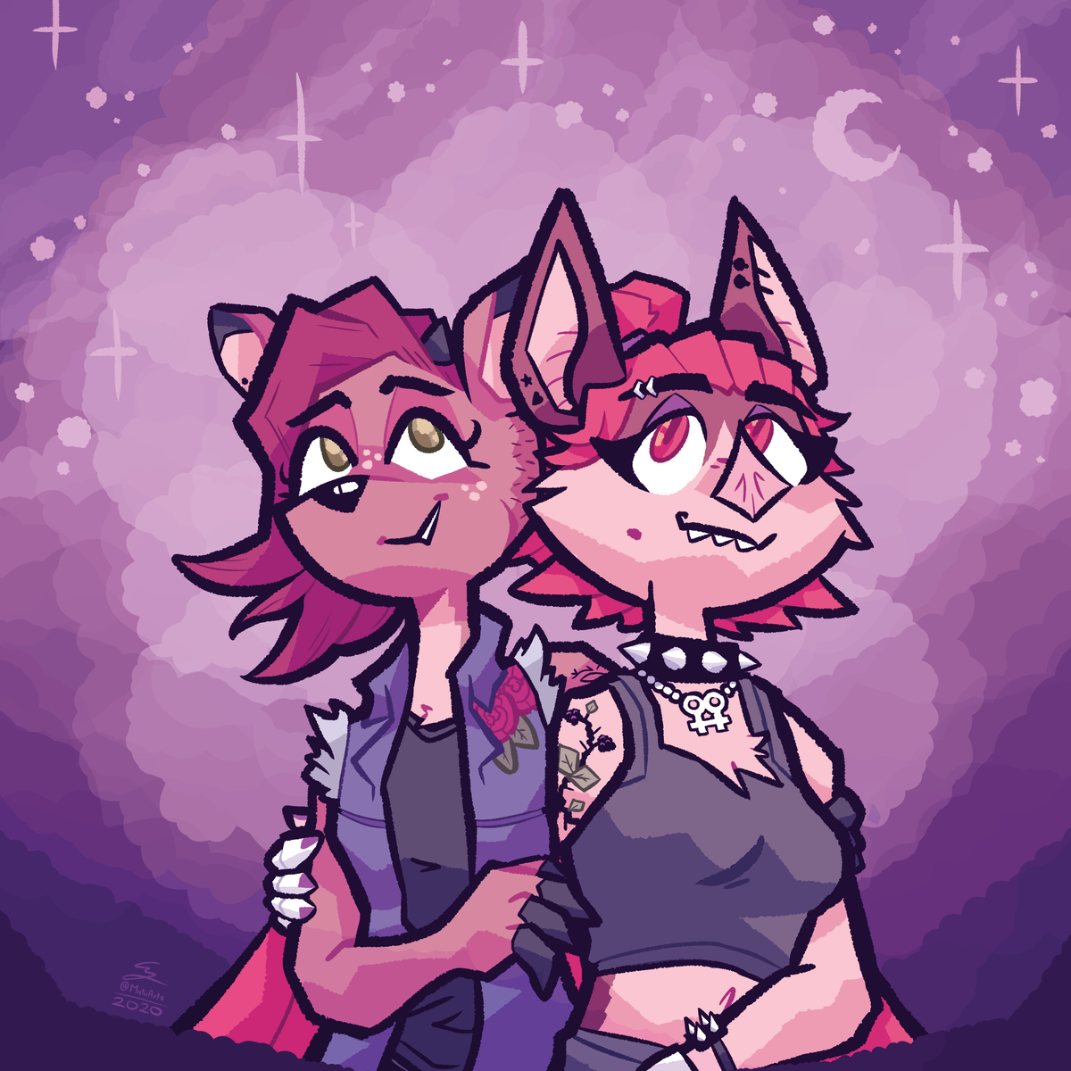 And here's another commission, for the anniversary of @AporiaTheDoe and Gale! All the best for both of you. ^^
💗✨🌙