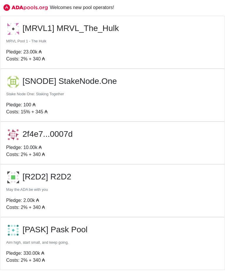 adapools_org's tweet photo. https://t.co/DFC3ogiz7E welcomes new pools!

 #MRVL1 #MRVL_The_Hulk #SNODE #StakeNode.One #R2D2 #R2D2 #PASK #🇨🇦 Pask Pool 🇨🇦 #JUMBO #Jumbo_Stake #ADD #ADA doch_doch #cardano $ADA 
 👉 https://t.co/py7xEKbwxB 👈 https://t.co/zFUed4zB98