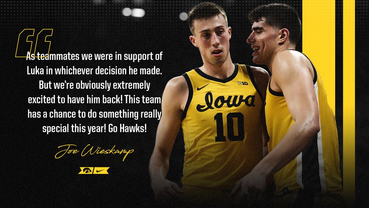 IowaHoops's tweet photo. 🗣 @JWieskamp21.
It's all love from @LukaG_55's teammates.
#GarzaReturns | #Hawkeyes https://t.co/O40aICqGxA