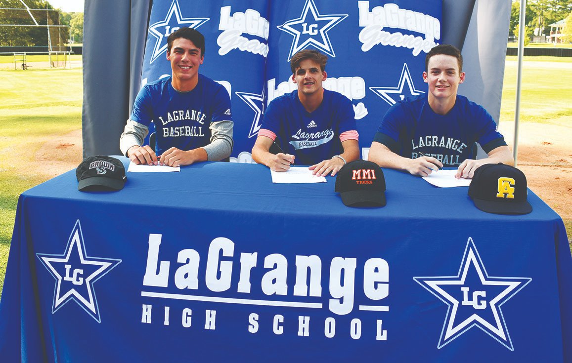 kevineckleberry's tweet photo. Congrats to LaGrange High graduates Charles Crawford (Brown University), Mason Green (Marion Military Institute) and Walton Lanier (Central Alabama), who are going to play baseball in college. A signing celebration was held for them at Granger Park. Best of luck to all three men. https://t.co/wwGmuJfQ5E