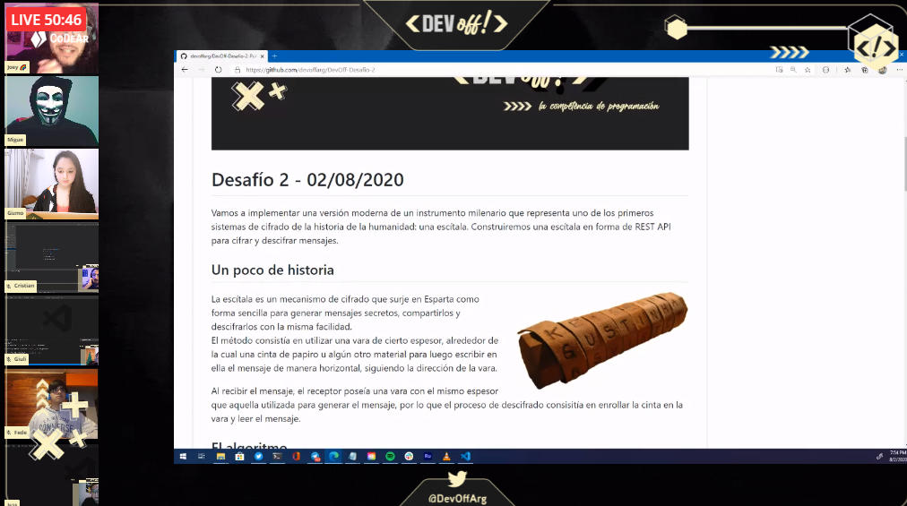 devoffarg's tweet photo. Los participantes acaban de recibir la consigna: descifrar un mensaje mediante el uso de una API! ¿Te animas al desafío vos también? Te dejamos el repo con la consigna completa para que lo intentes! https://t.co/7MTjg67pHC https://t.co/KV5Px7gdYC