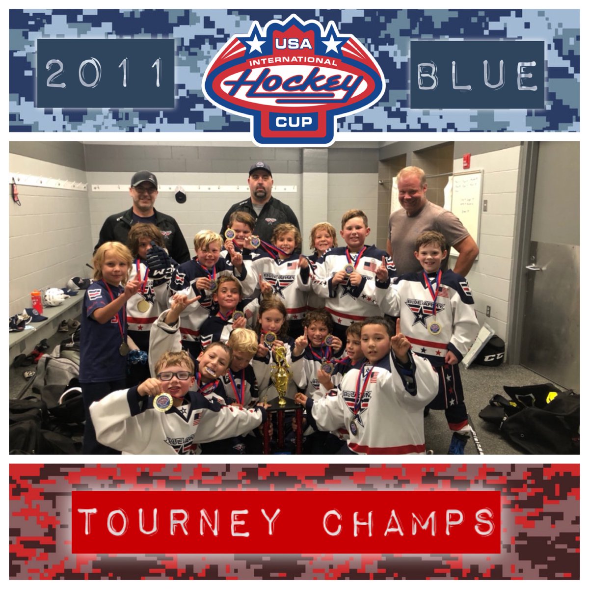 BlueArmyHockey's tweet photo. Congratulations to our 2006 Blue and 2011 Blue on winning the International Cup. Well deserved boys! #BlueArmyBuilt #BleedBlue https://t.co/y7uw84rVJm