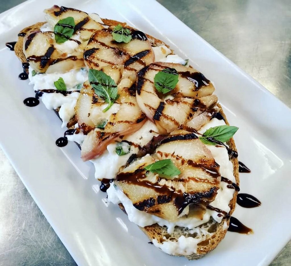 Peachy keen, Josephine! 🧡 #burrata #peaches #basil #balsamic #simple #complex #thankyou #fialafood