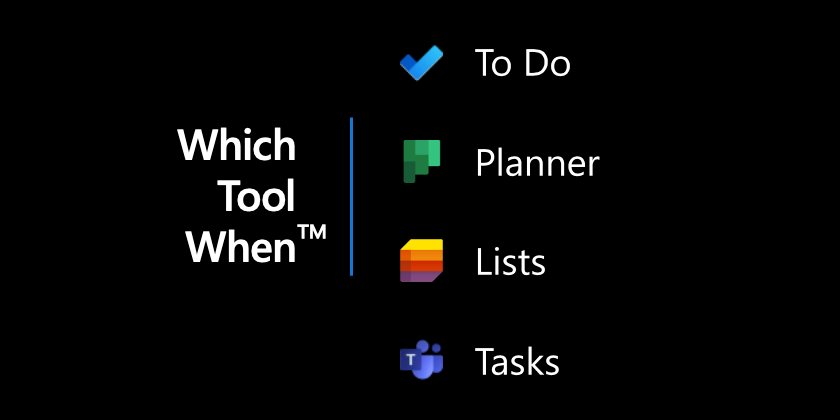 thatmattwade's tweet photo. Be on the lookout: new video and blog post dropping this week. #WhichToolWhen: #MicrosoftLists, #MicrosoftToDo, #MicrosoftPlanner, or Tasks in #MicrosoftTeams. It *can* be easy(-ish)... but only if you let it. π https://t.co/gFi4OykD6C