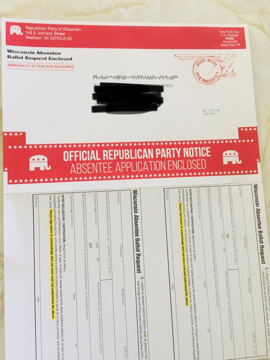 I appreciate people posting that they are receiving mail-in ballot applications without requesting them. In WI are sending out these, not to mention it’s says or current resident as I confirmed about the picture.Republicans sending out mail-in ballot applications willy nilly!