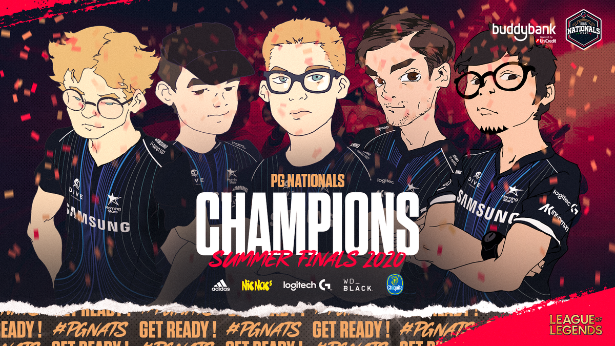 PGEsportsIT's tweet photo. Hanno affrontato ardue sfide e alla fine ce l'hanno fatta: sono i @MorningStarsET i vincitori di queste Summer Finals del #PGNATS!

Congratulazioni a tutto il team e al coaching staff! Non vediamo l'ora di vedervi in azione all'EU Masters! https://t.co/lVJJ8FLB7k